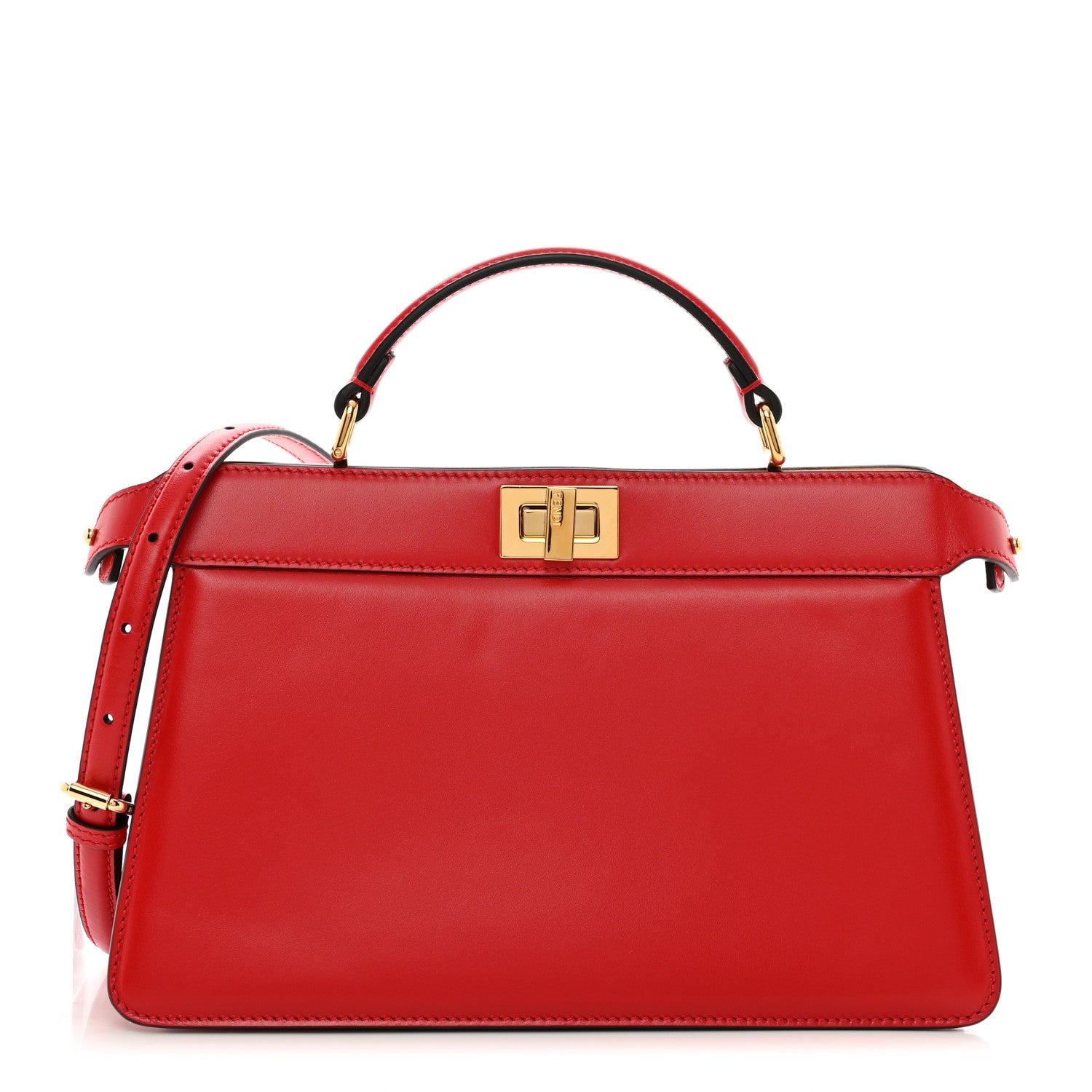 Fendi Vitello King Luxor Shiny Nappa Medium Peekaboo I SEE U East West Satchel Fuoco Light Rose 1 of 10