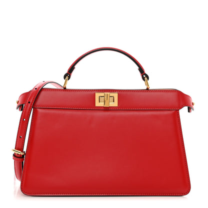 Fendi Vitello King Luxor Shiny Nappa Medium Peekaboo I SEE U East West Satchel Fuoco Light Rose 1 of 10
