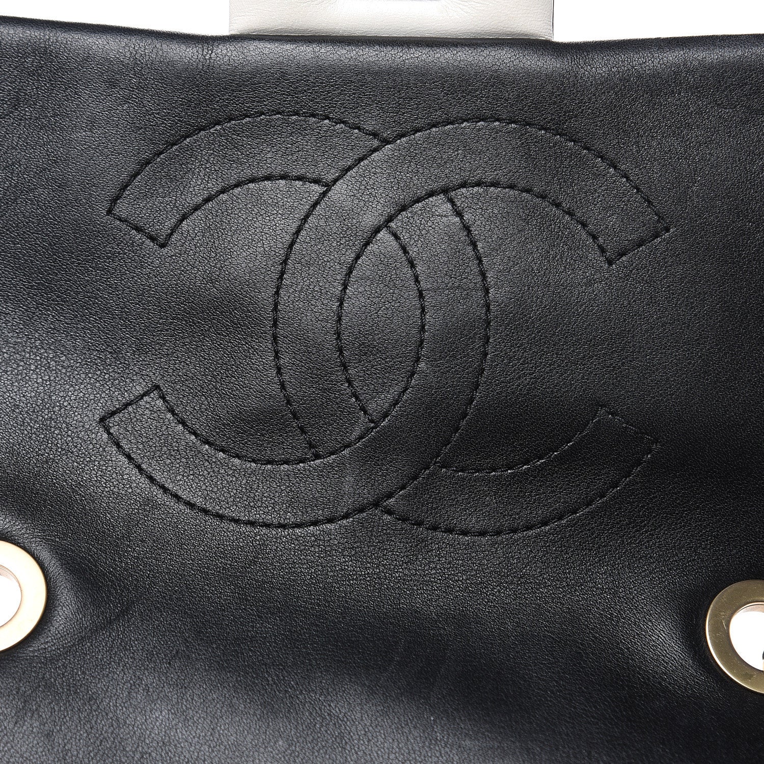 Chanel Lambskin Quilted Graphic Medium Flap White Black 17 of 17