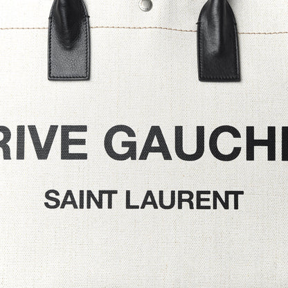 Saint Laurent Linen Calfskin Rive Gauche Tote Optic White 9 of 9