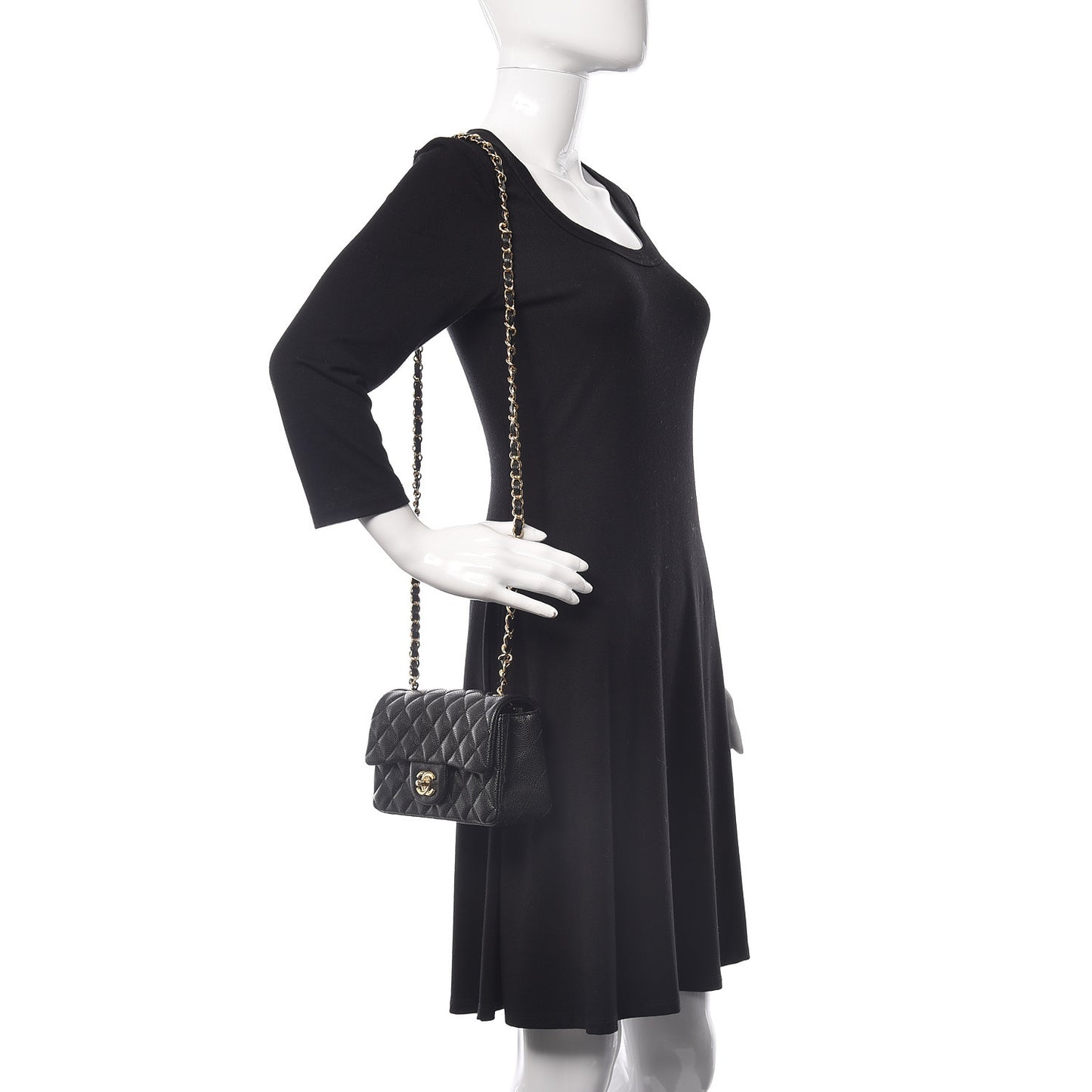 Caviar Quilted Mini Rectangular Flap Black
