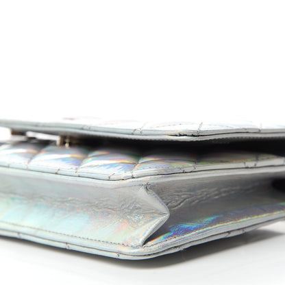 Chanel Iridescent Goatskin Quilted Wallet On Chain WOC Silver 7 of 12