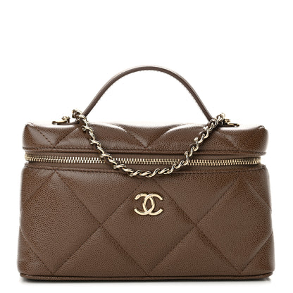 Chanel Caviar Quilted Top Handle Slim Vanity With Chain Light Brown 1 of 12