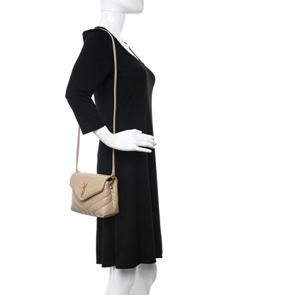 Saint Laurent Calfskin Y Quilted Monogram Toy Loulou Crossbody Bag Dark Beige 2 of 11