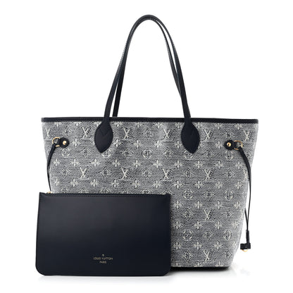 Louis Vuitton Monoglam Neverfull MM Blue 3 of 10