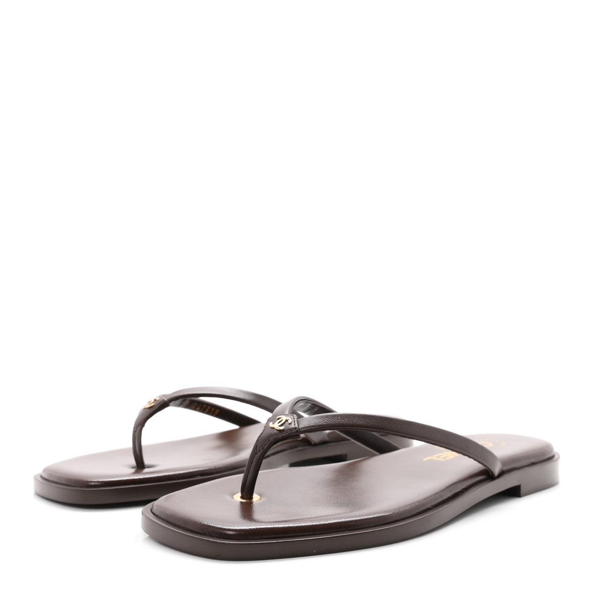 Chanel Goatskin CC Times Square Thong Sandals 37 Brown 4 of 10