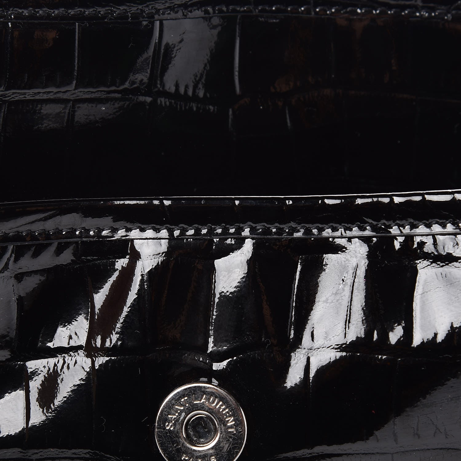 Saint Laurent Patent Crocodile Embossed Lambskin Monogram Medium Niki Chain Satchel Black 11 of 18