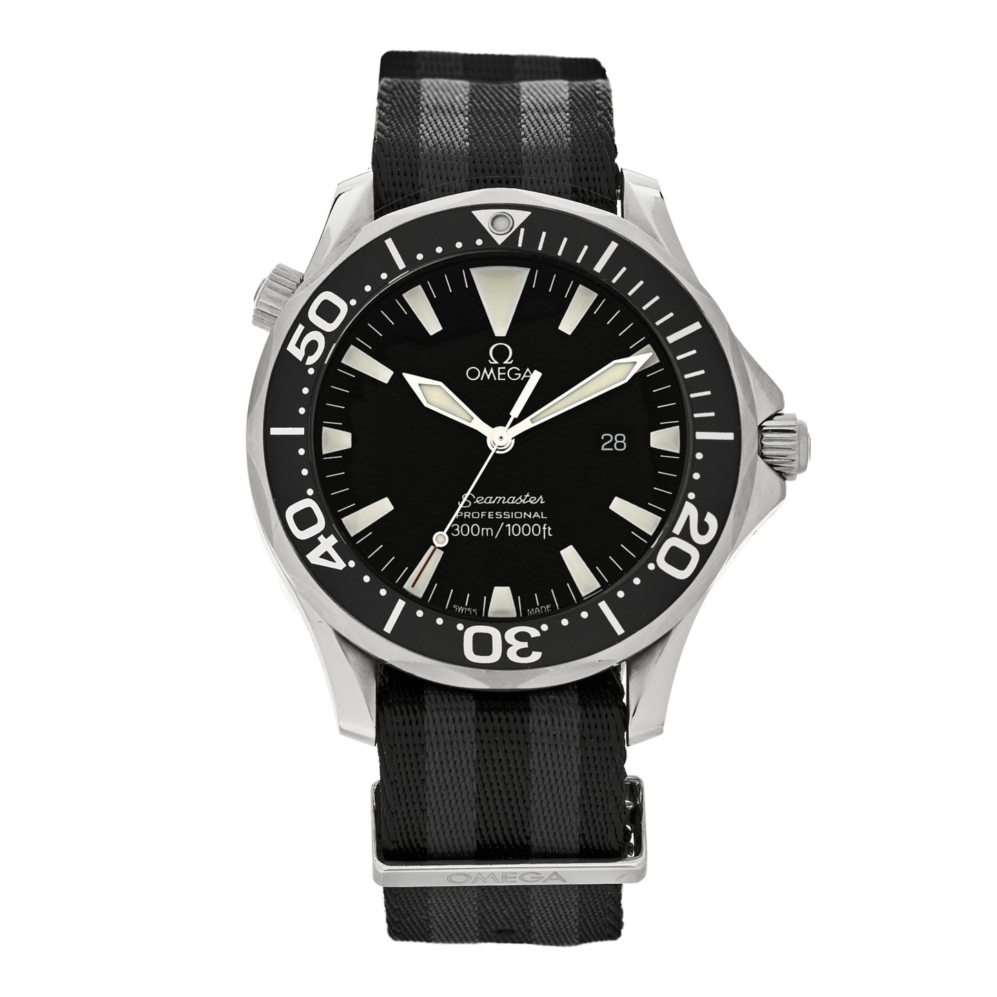 Stainless Steel Fabric 41mm Seamaster Professional 300M Diver Quartz Watch Black 2264.50