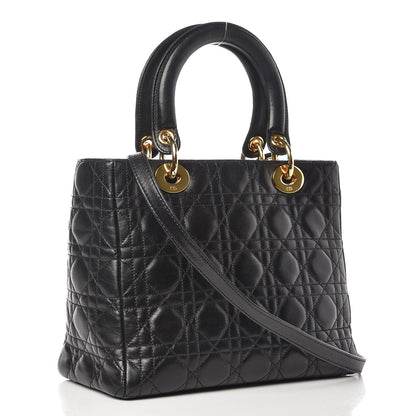 Christian Dior Lambskin Cannage Medium Lady Dior Black 4 of 12