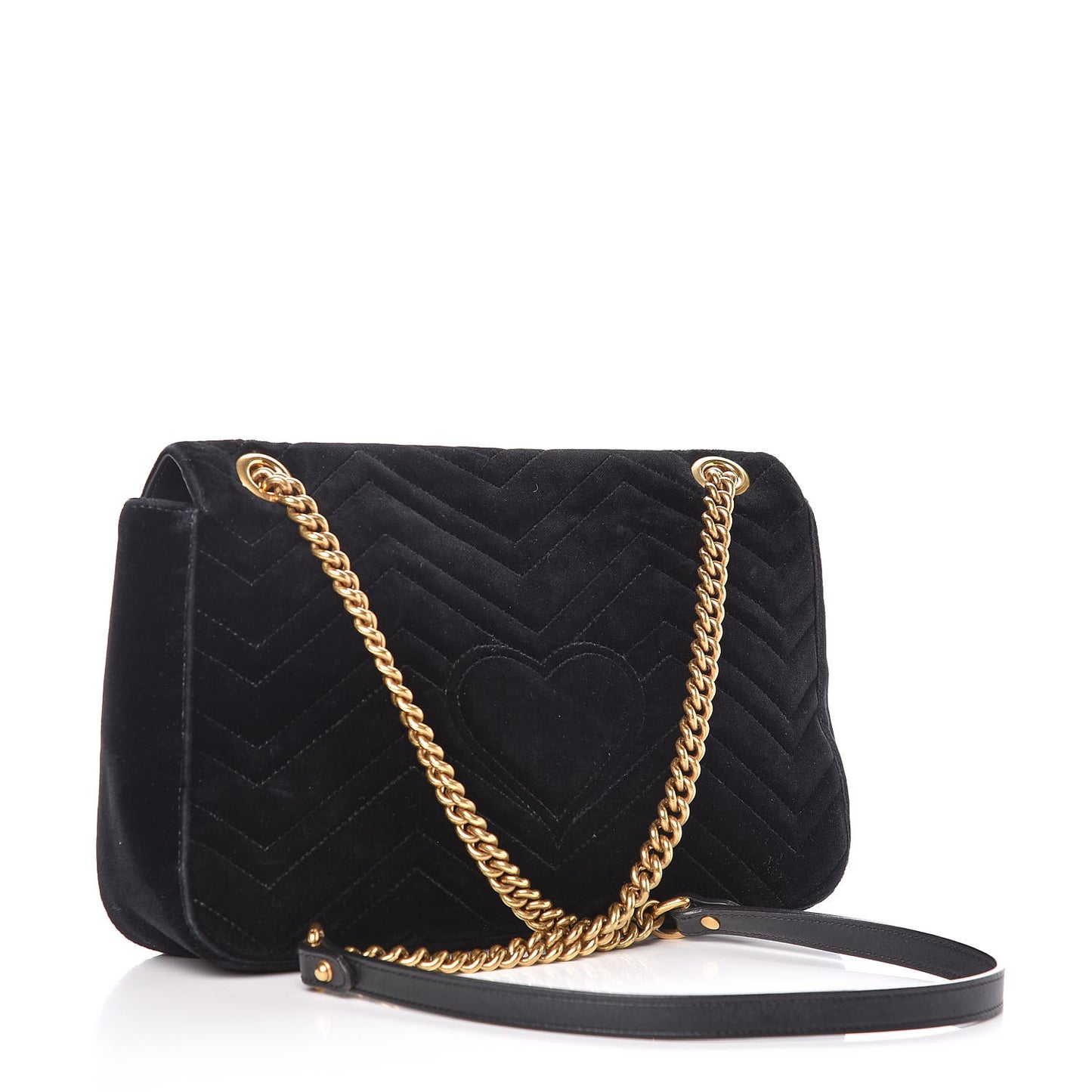Velvet Matelasse Medium GG Marmont Shoulder Bag Black