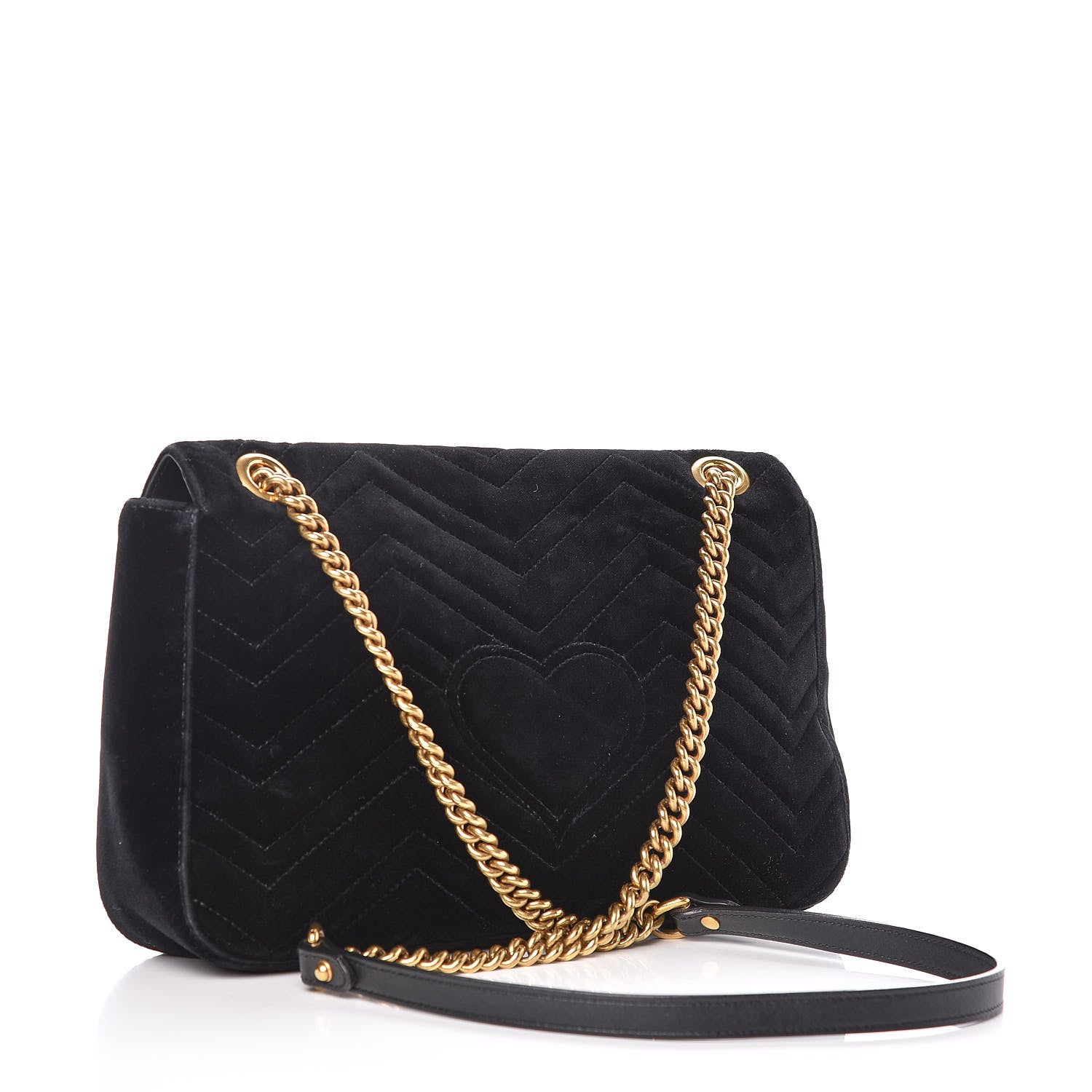 Gucci Velvet Matelasse Medium GG Marmont Shoulder Bag Black 3 of 11