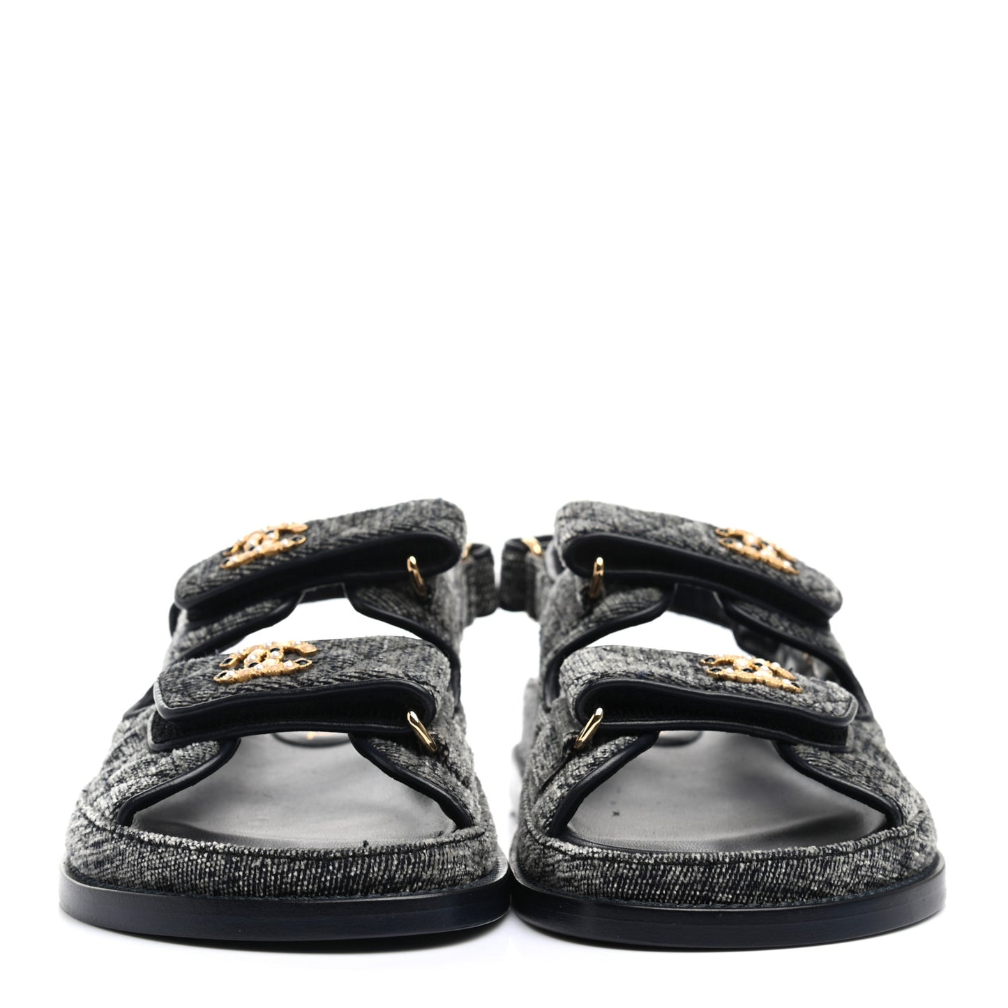Denim Quilted Dad Sandals 36 Grey