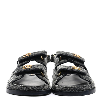 Chanel Denim Quilted Dad Sandals 36 Grey 2 of 8