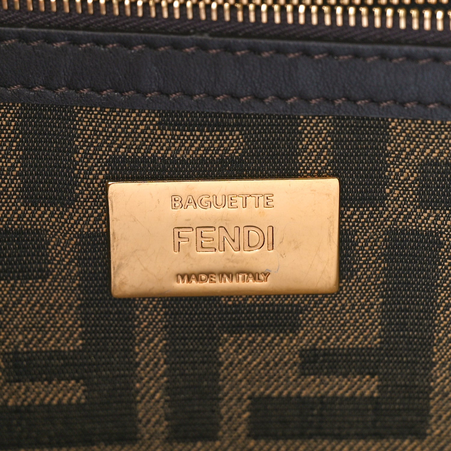Fendi Fabric Jacquard FF 1974 Medium Baguette Tobacco Moro Black 6 of 9
