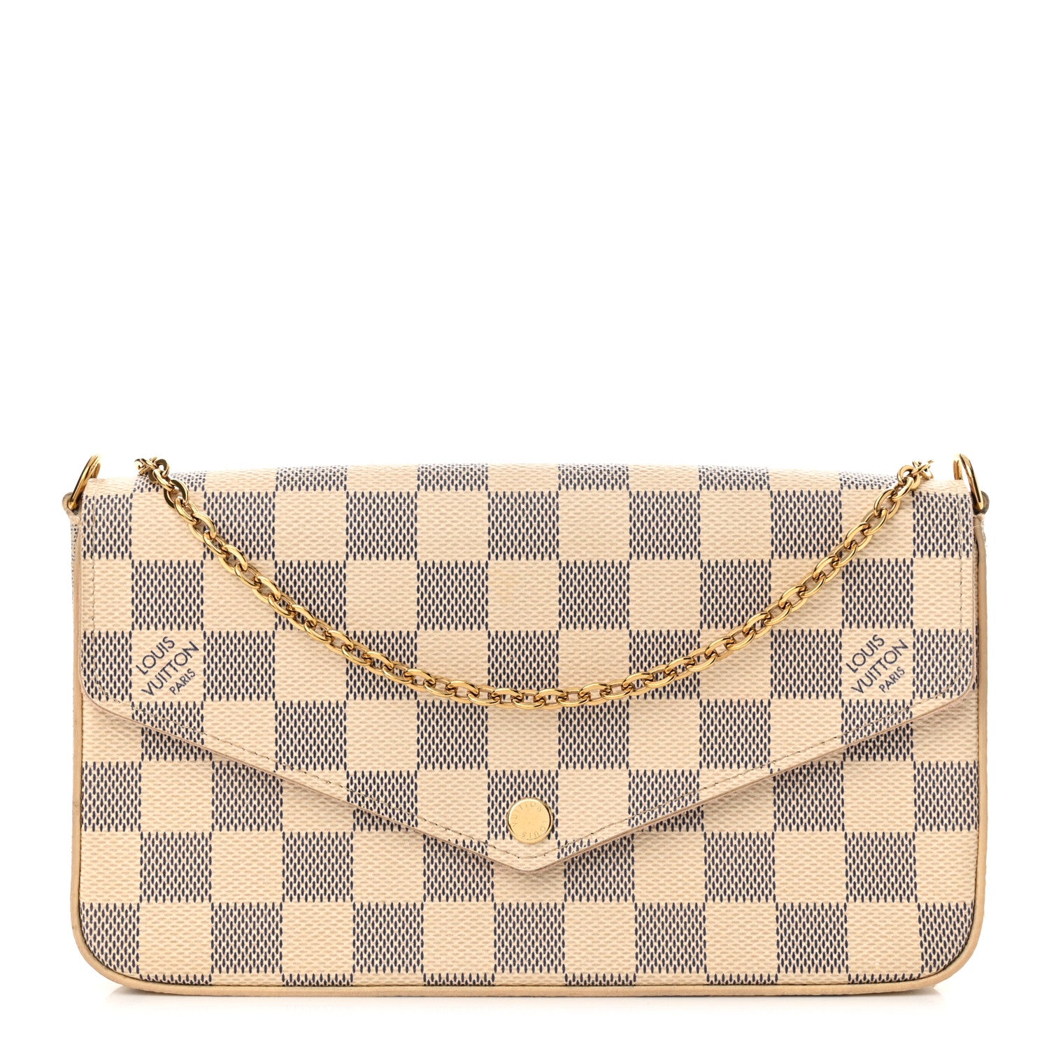 Louis Vuitton Damier Azur Pochette Felicie Chain Wallet Rose Ballerine 1 of 15