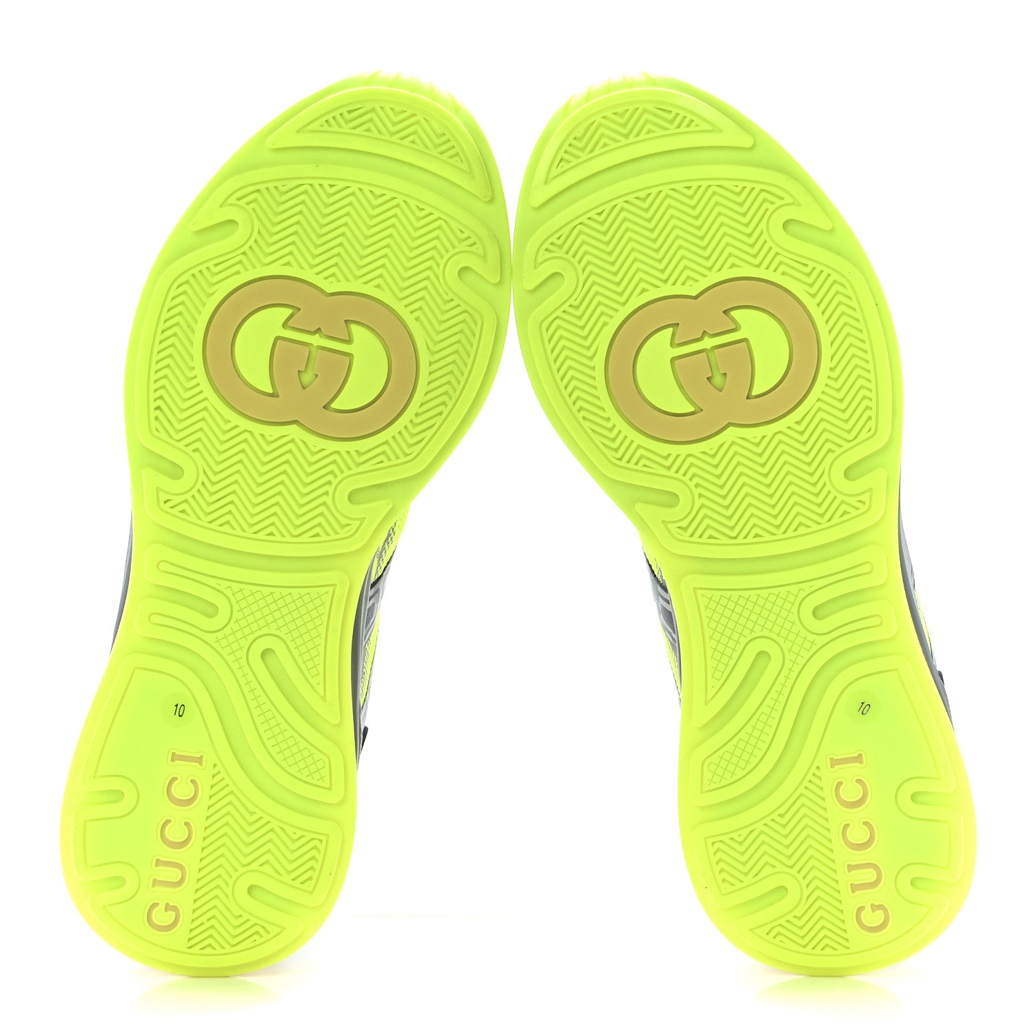 Gucci Fabric Mens Ultrapace R Mid Top Sneakers 10 Grey Neon Yellow Silver Loess 5 of 9