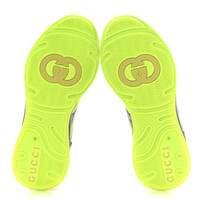 Gucci Fabric Mens Ultrapace R Mid Top Sneakers 10 Grey Neon Yellow Silver Loess 5 of 9