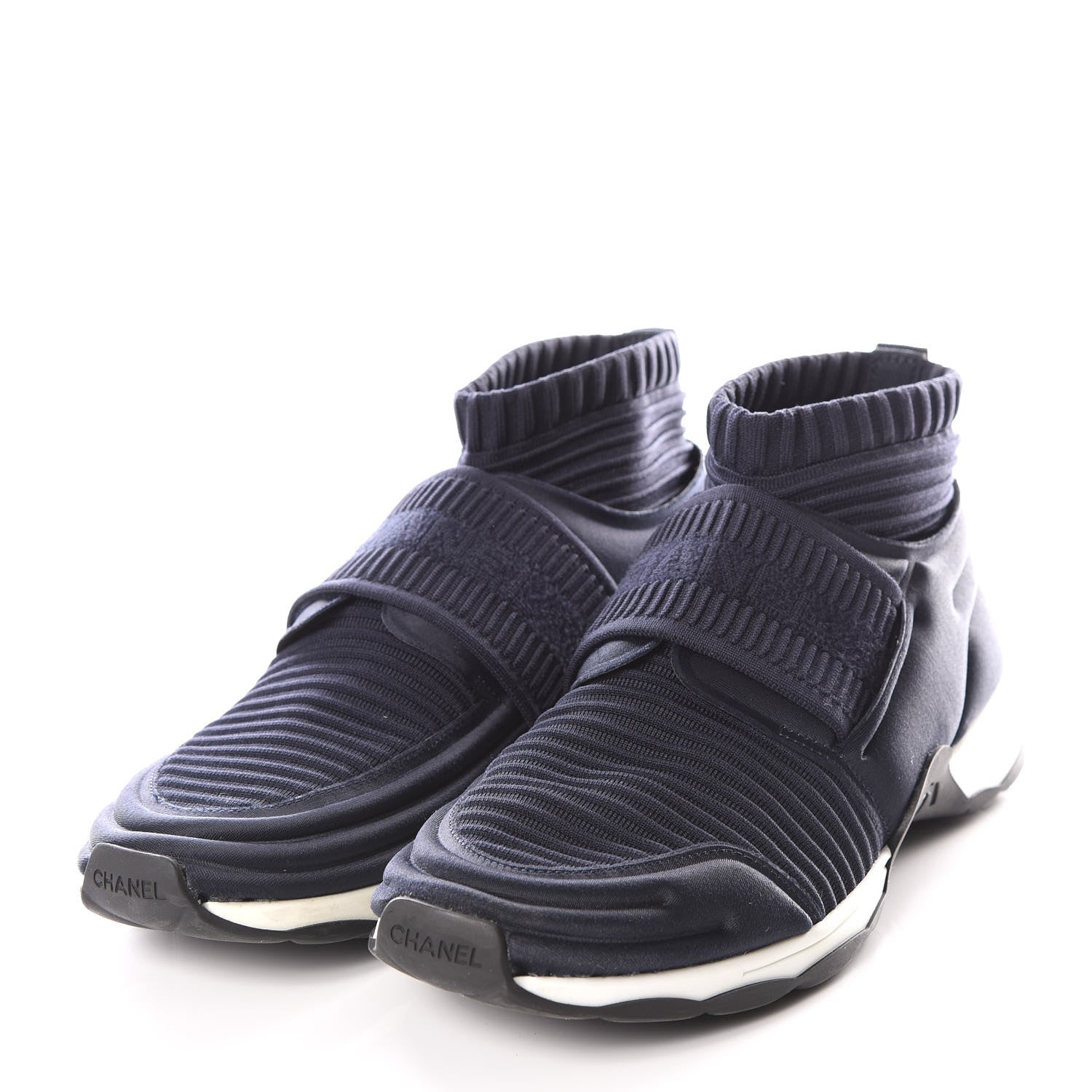 Chanel Stretch Fabric CC Sneakers 39 Blue 2 of 8