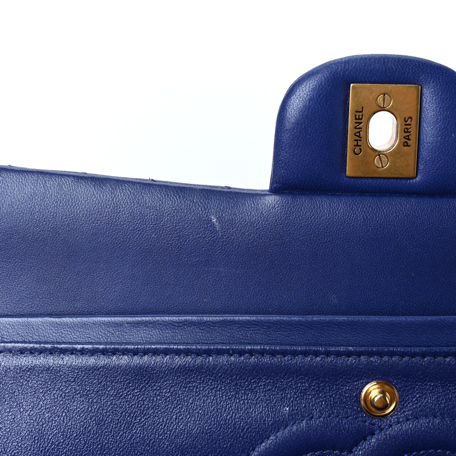 Chanel Lambskin Chevron Quilted Medium Double Flap Blue 10 of 11