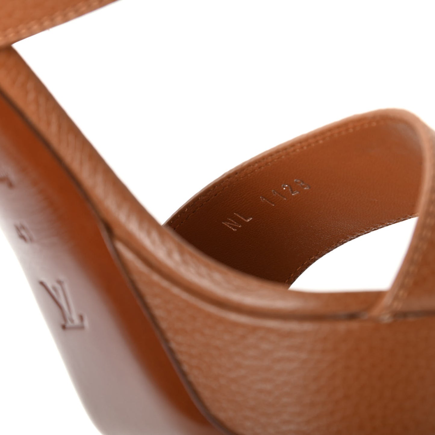 Grained Calfskin Horizon Platform Sandals 41 Cognac