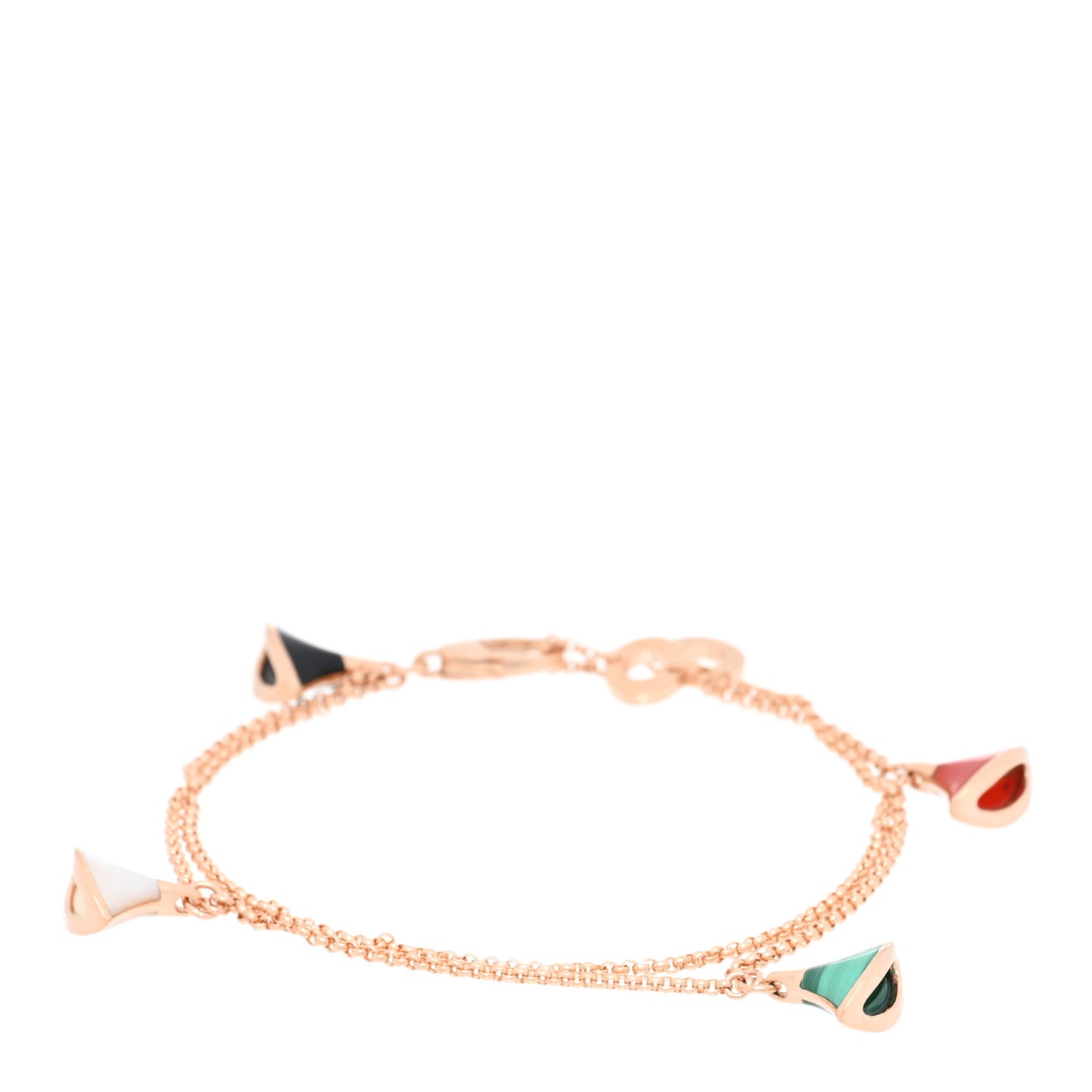 18K Rose Gold Mother of Pearl Malachite Black Onyx Carnelian Divas' Dream Bracelet