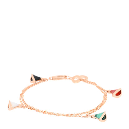 Bulgari 18K Rose Gold Mother of Pearl Malachite Black Onyx Carnelian Divas' Dream Bracelet 1 of 3