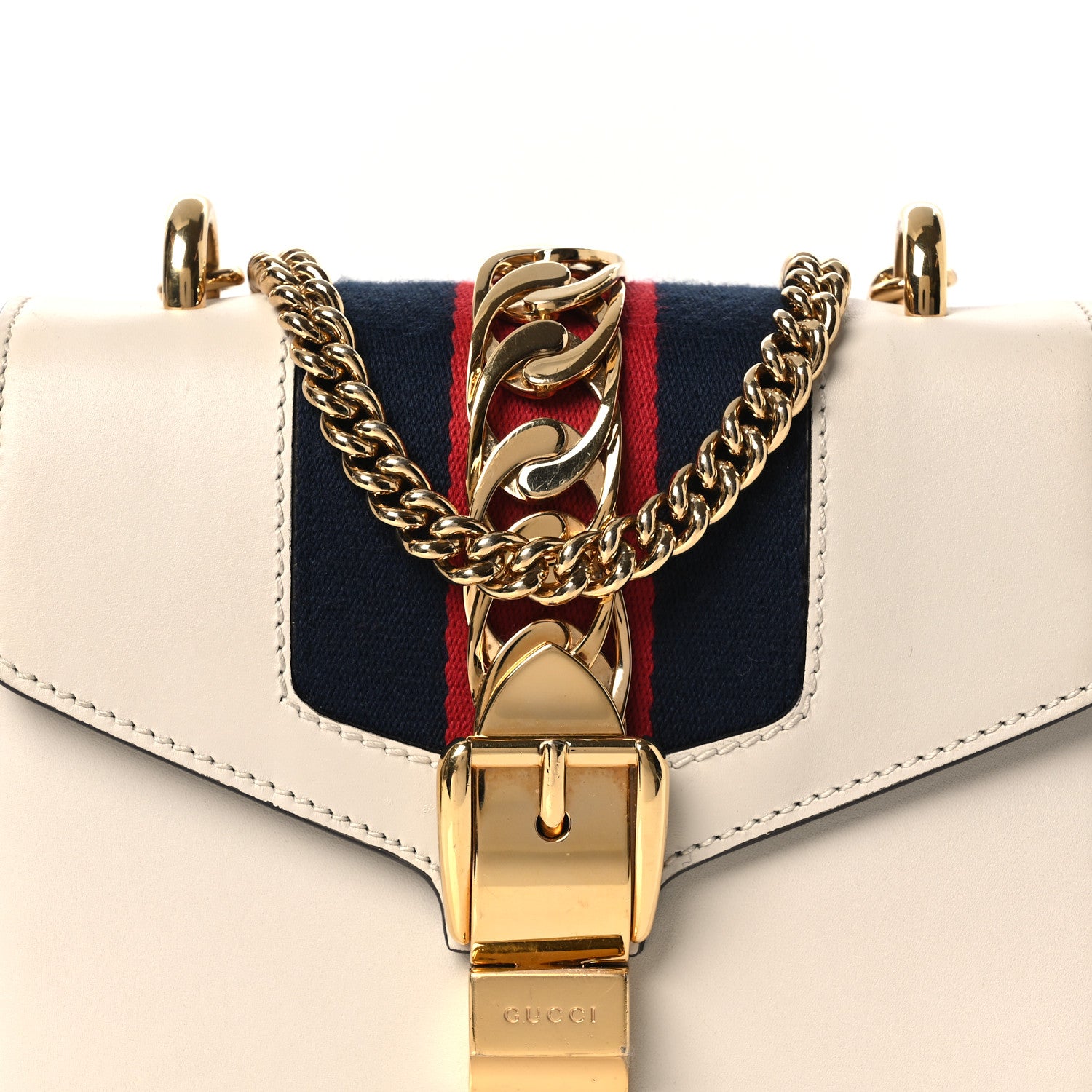 Gucci Calfskin Mini Sylvie Chain Shoulder Bag White 8 of 13