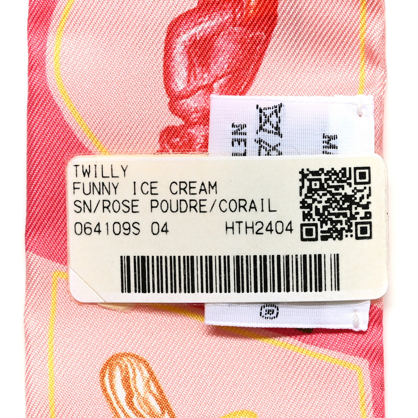 Silk Funny Ice Cream Twilly Rose Poudre Corail