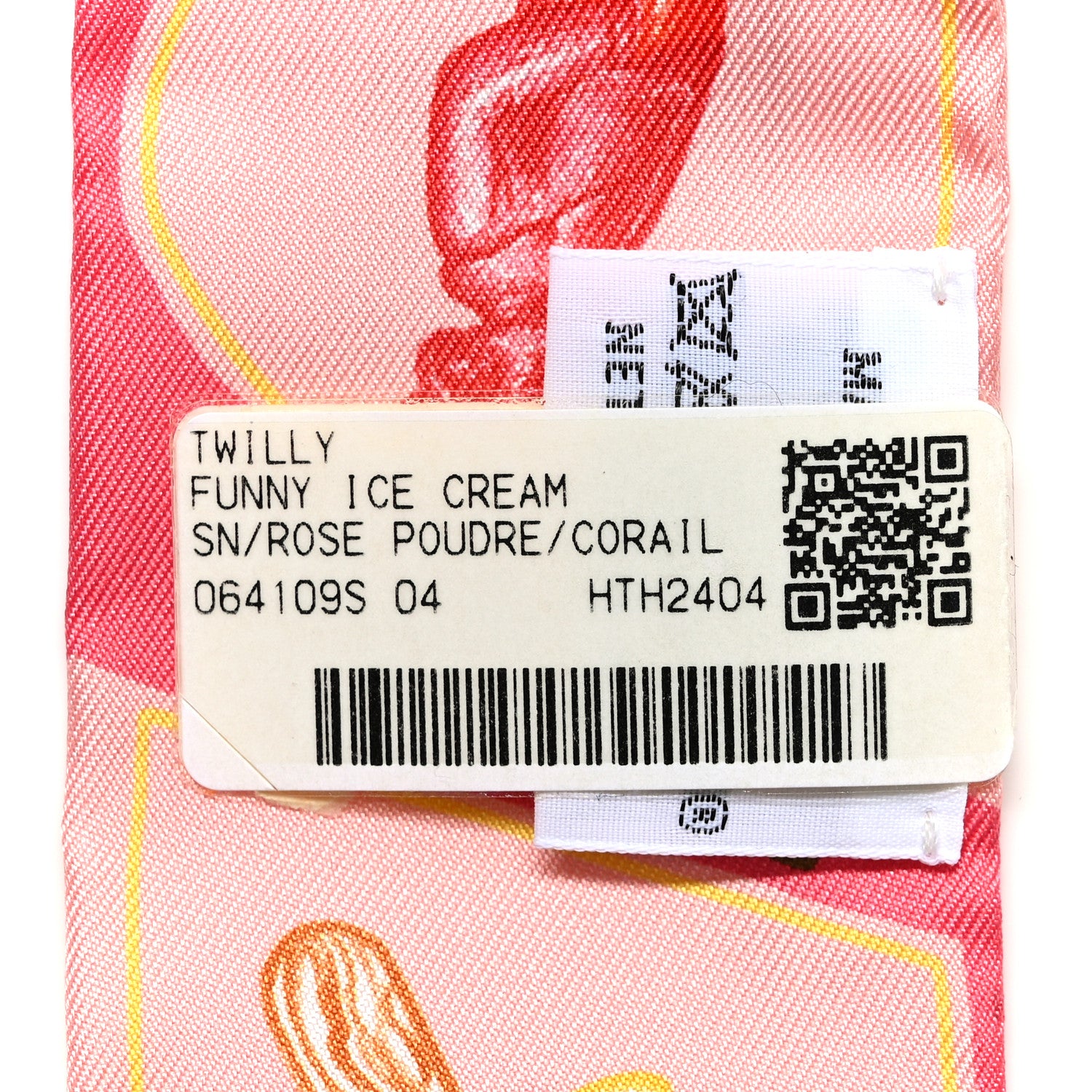 Hermes Silk Funny Ice Cream Twilly Rose Poudre Corail 3 of 4