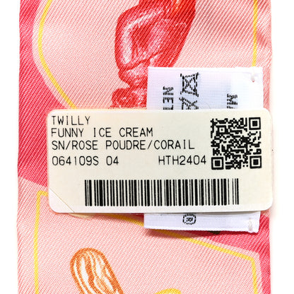 Hermes Silk Funny Ice Cream Twilly Rose Poudre Corail 3 of 4