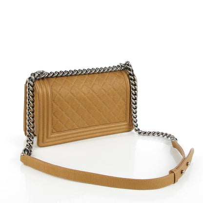 Chanel Metallic Calfskin Quilted Medium Boy Flap Dark Gold 4 of 17