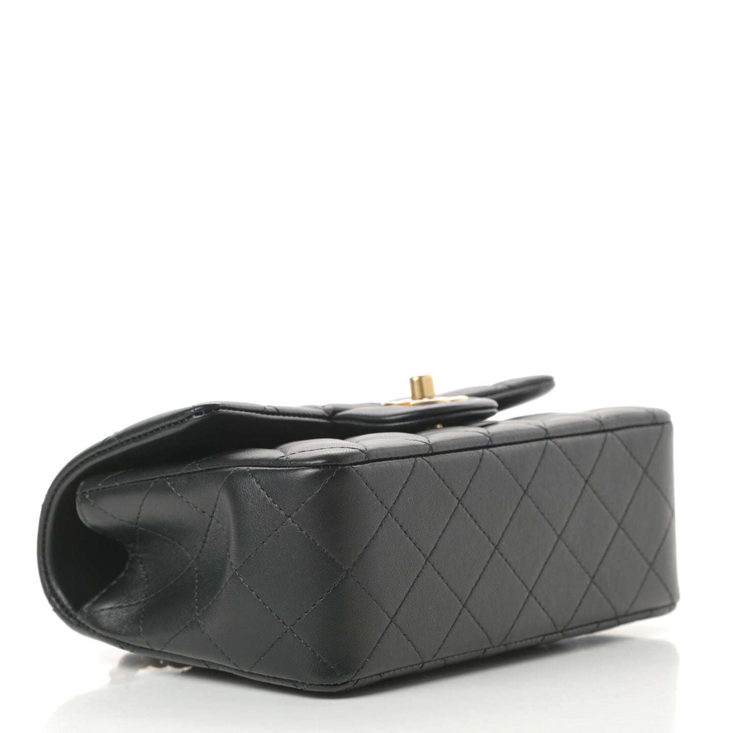 Lambskin Quilted Mini Top Handle Rectangular Flap Black
