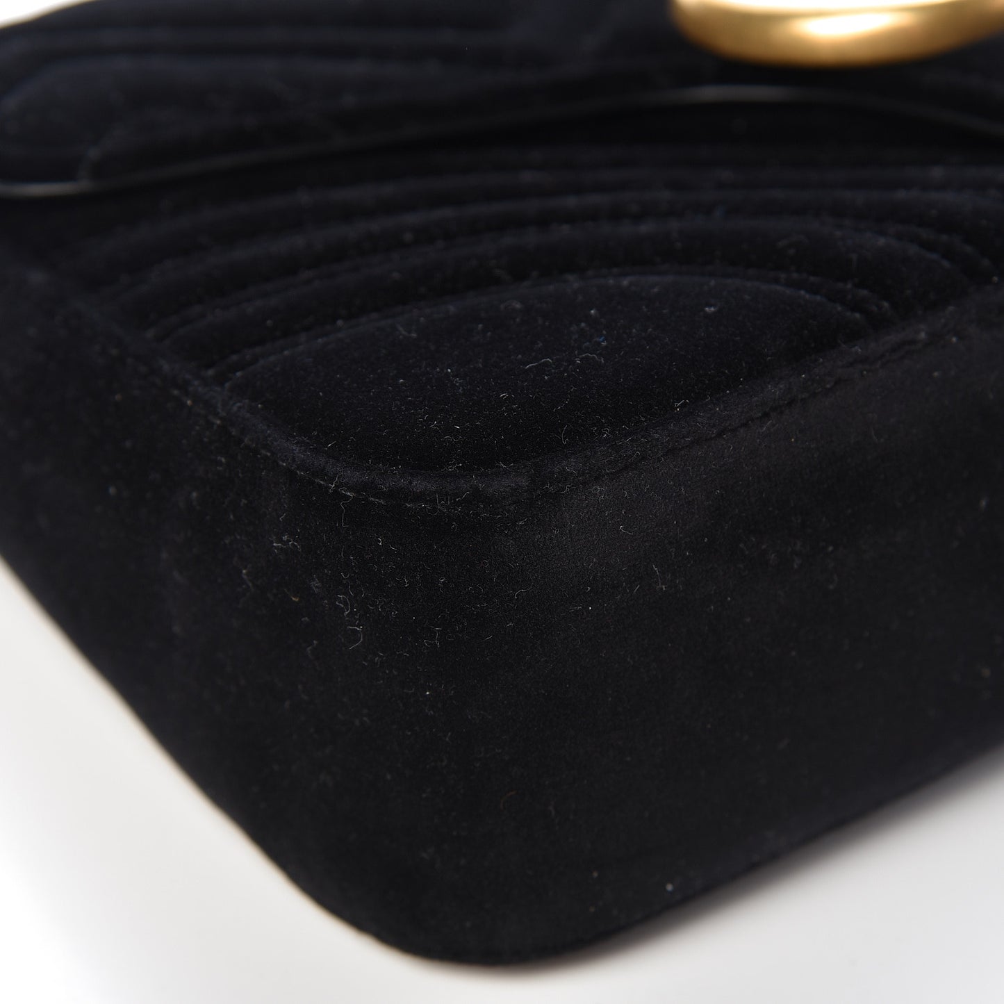 Velvet Matelasse Medium GG Marmont Shoulder Bag Black