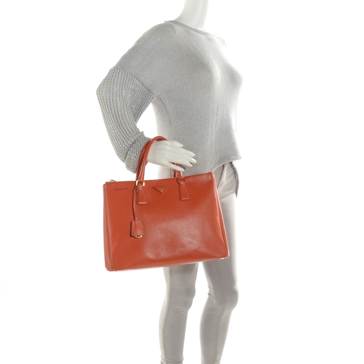 Prada Saffiano Large Galleria Double Zip Tote Papaya 2 of 11