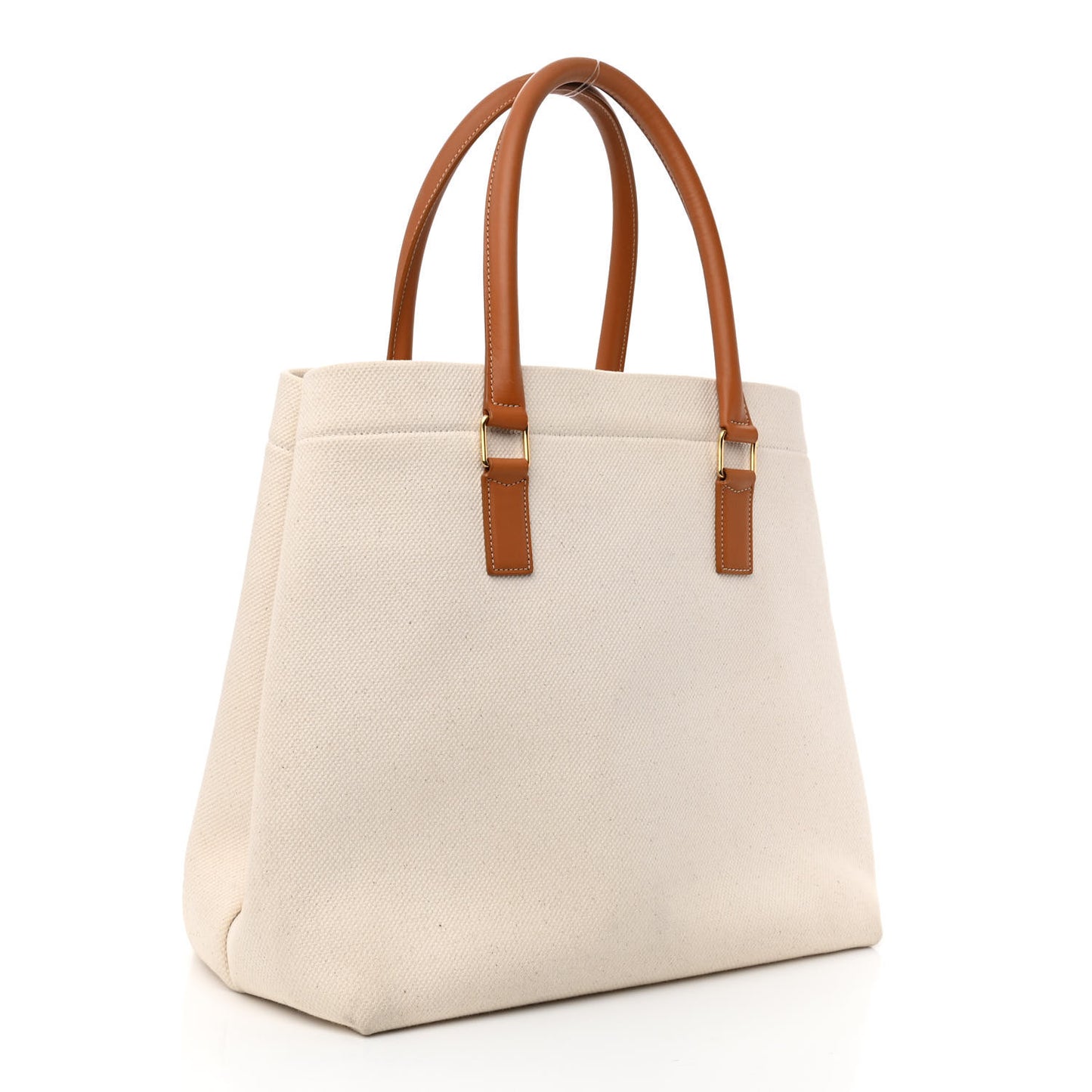 Canvas Calfskin Logo Print Small Horizontal Cabas Natural Tan