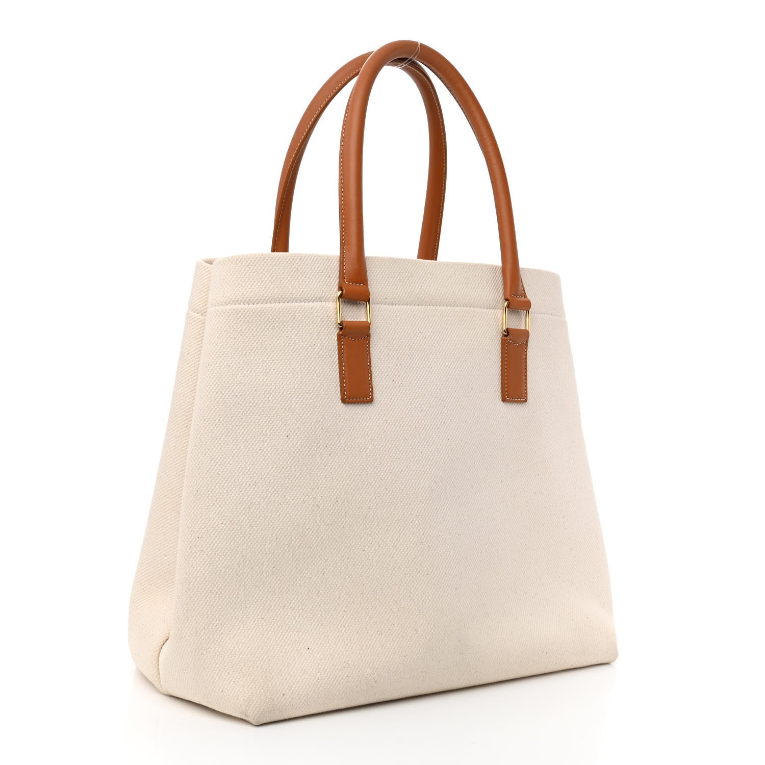 Celine Canvas Calfskin Logo Print Small Horizontal Cabas Natural Tan 3 of 10