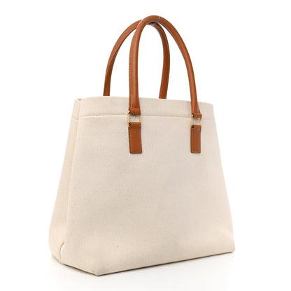 Celine Canvas Calfskin Logo Print Small Horizontal Cabas Natural Tan 3 of 10