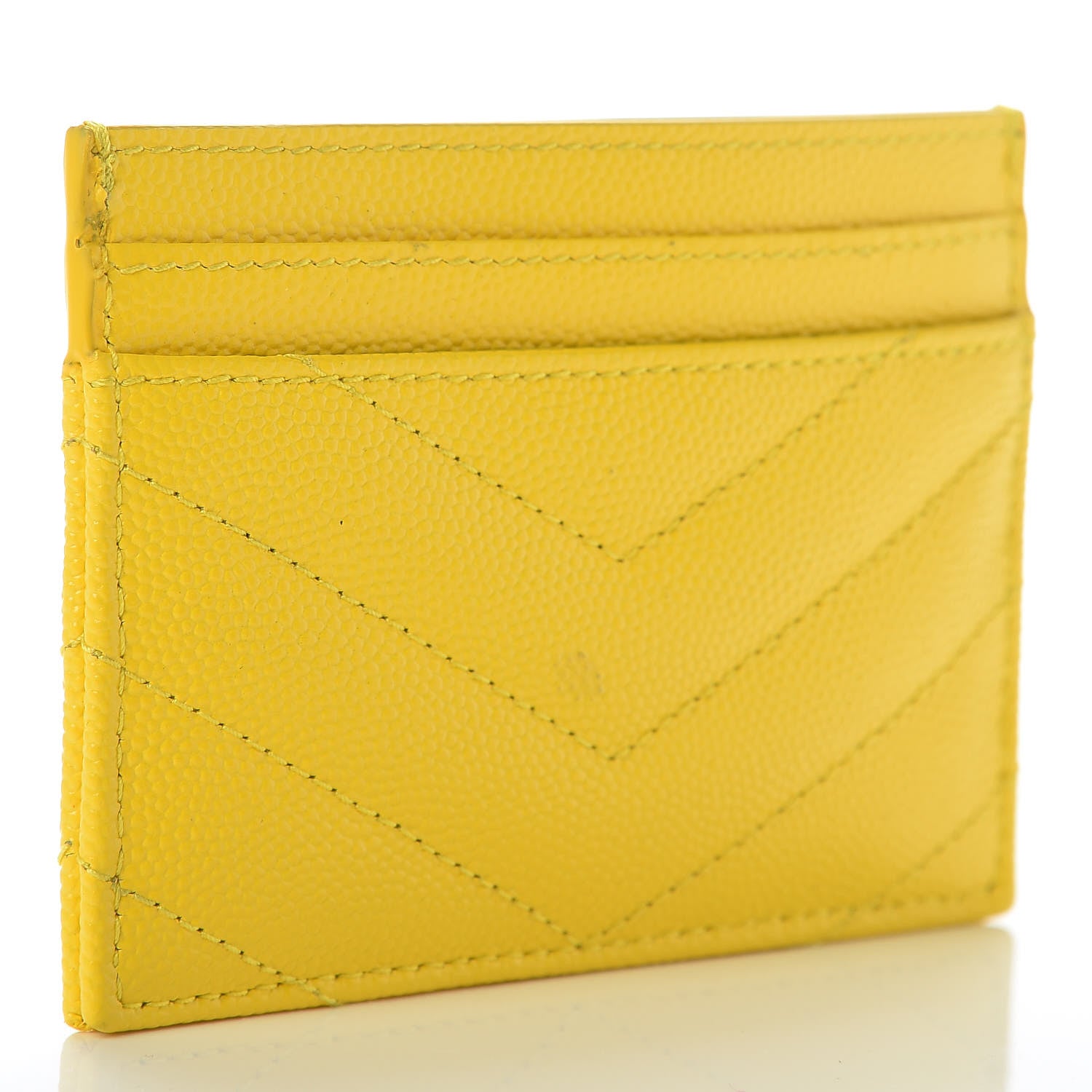 Saint Laurent Grain De Poudre Matelasse Chevron Monogram Credit Card Case Mimosa 3 of 10