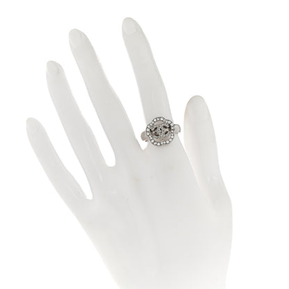 Chanel Crystal Coco Flapper Camellia CC Ring 52/6 Silver 2 of 6
