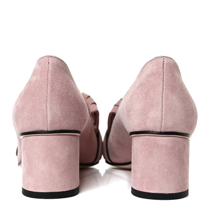 Gucci Kid Scamosciato GG Marmont Fringe 50mm Loafer Pumps 35 Crystal Pink 6 of 14