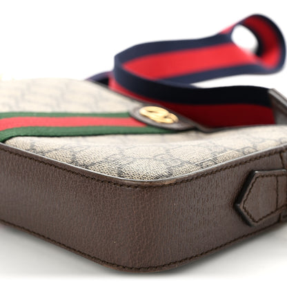 Gucci GG Supreme Monogram Textured Dollar Calfskin Web Ophidia Wristlet Shoulder Bag Beige Ebony New Acero 9 of 10