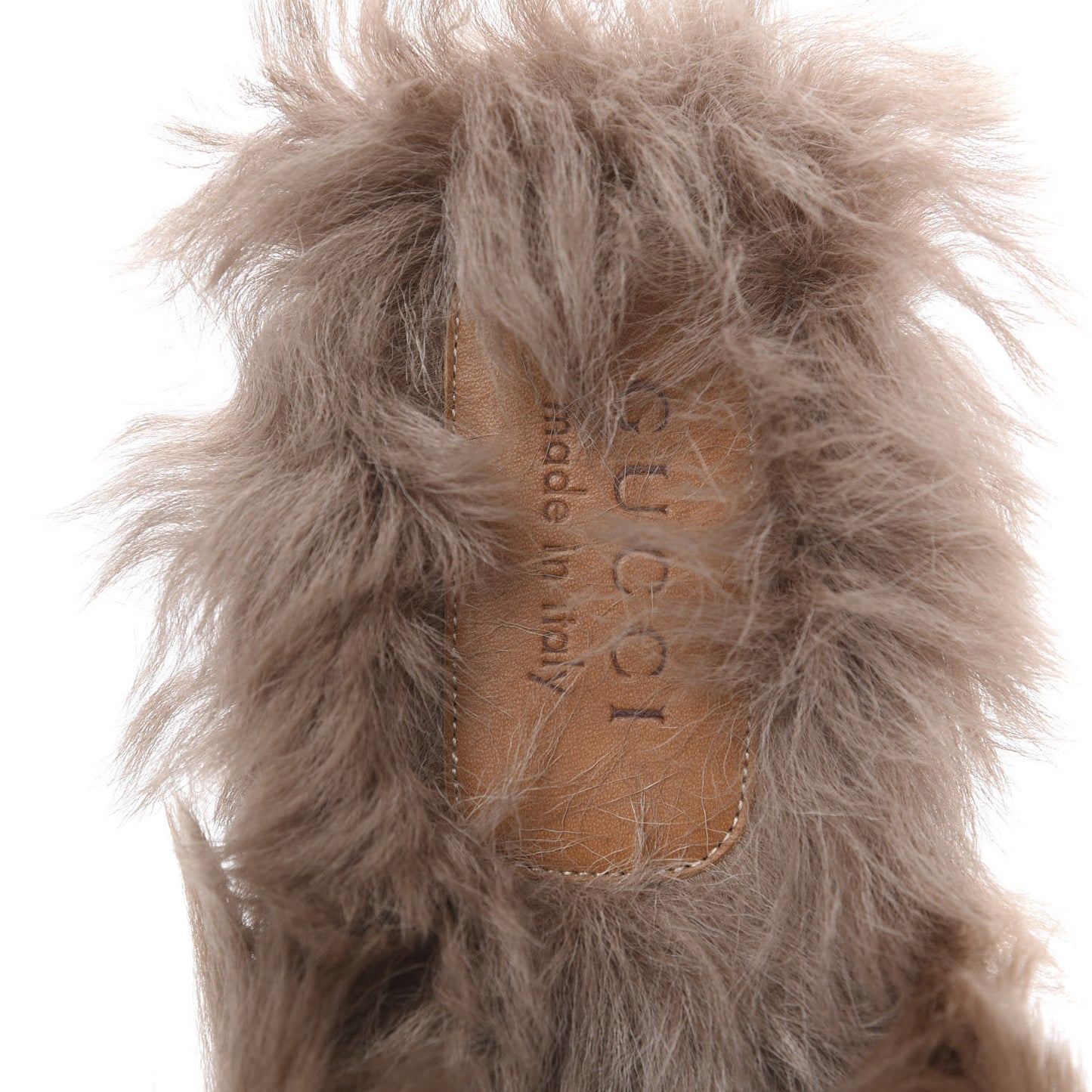 GG Monogram Fur Mens Princetown Slippers 10 Beige Ruggine Rust