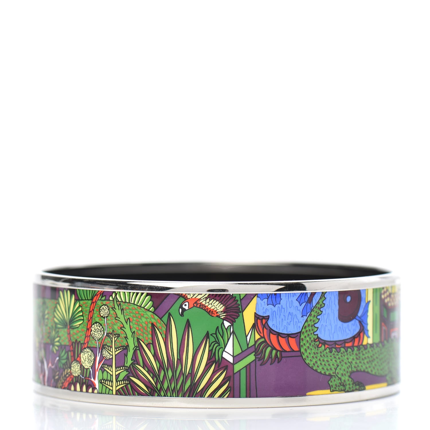 Hermes Enamel Printed Wide Animapolis Bracelet 70 Au Paradis 3 of 6