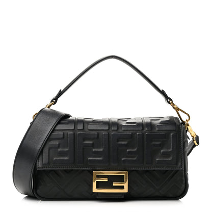 Fendi Nappa FF 1974 Embossed Baguette Black 1 of 9