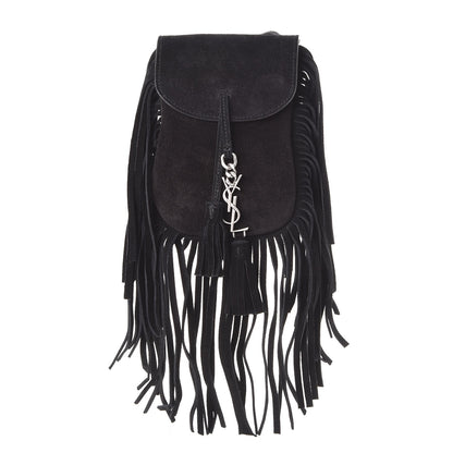Saint Laurent Suede Fringe Toy Monogram Anita Crossbody Bag Black 1 of 9