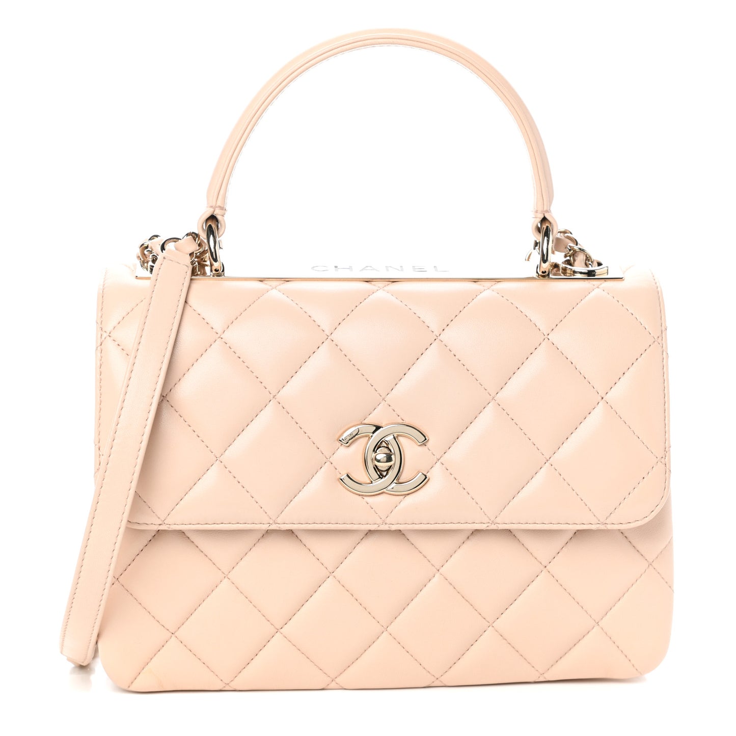 Lambskin Quilted Small Trendy CC Dual Handle Flap Bag Beige