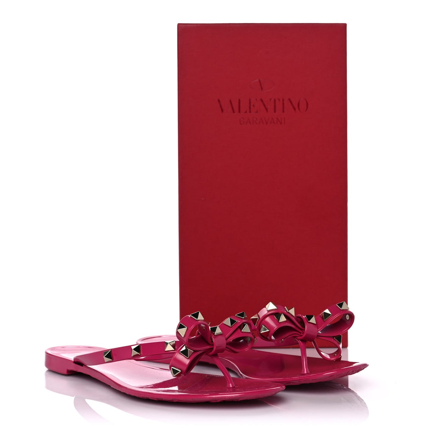 PVC Jelly Rockstud Bow Thong Sandals 39 Blossom