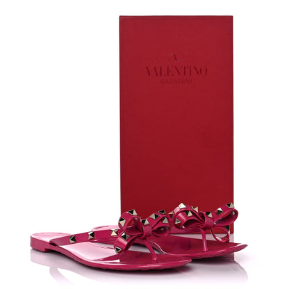 Valentino Garavani PVC Jelly Rockstud Bow Thong Sandals 39 Blossom 8 of 8