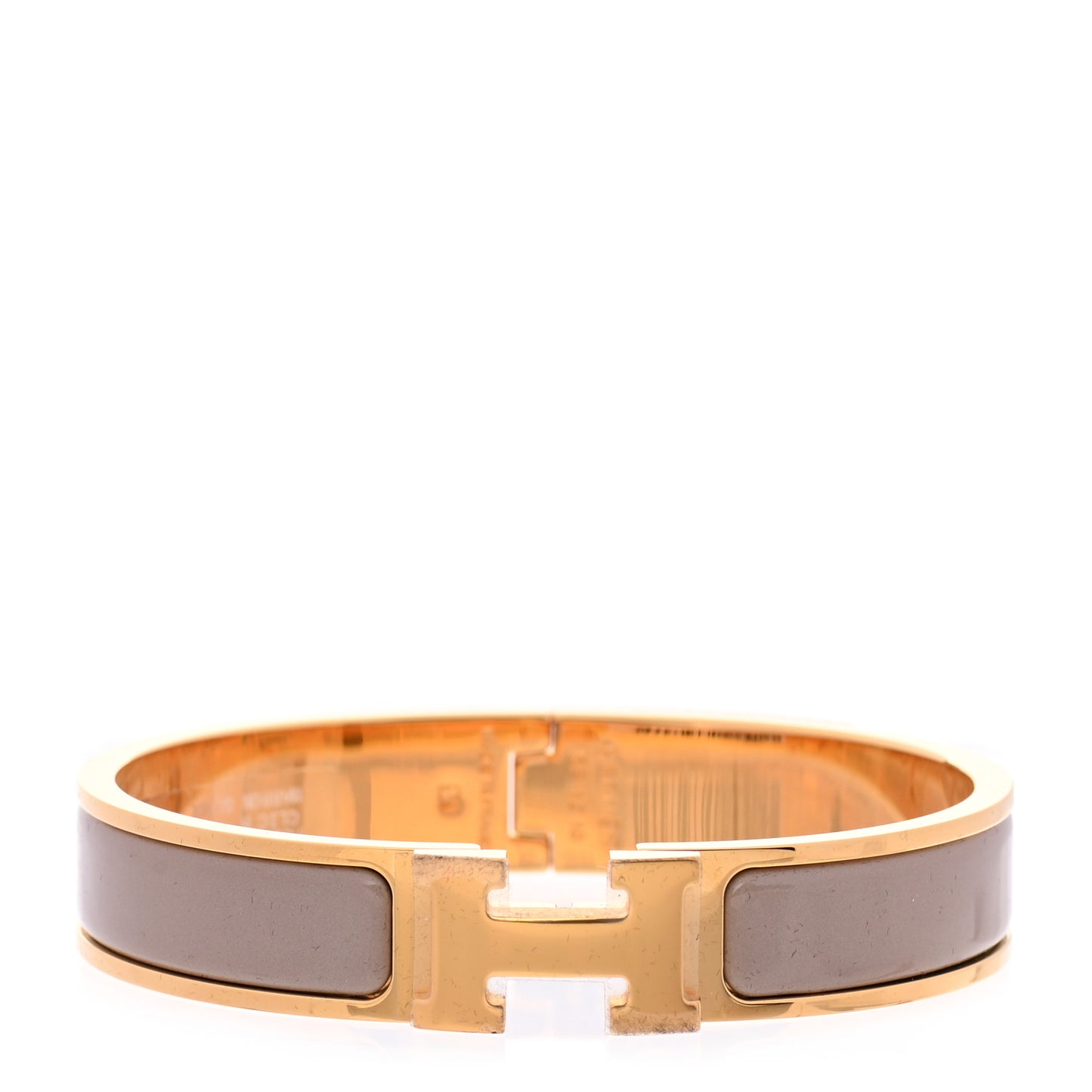Enamel Narrow Clic Clac H Bracelet GM Marron Glace