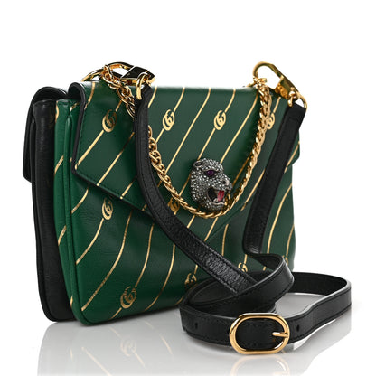 Gucci Calfskin Diagonal GG Medium Thiara Double Envelope Shoulder Bag Emerald Green Black 3 of 11